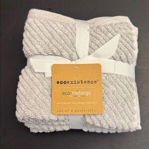4pc Ecoexistence Eco-Melange Diagonal Stripes Bath Wash Towel Set - Heathergrey